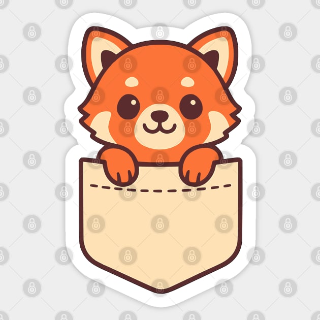 Cute Red Panda Pocket Pal Funny Forest Animal Art Sticker by Yesteeyear